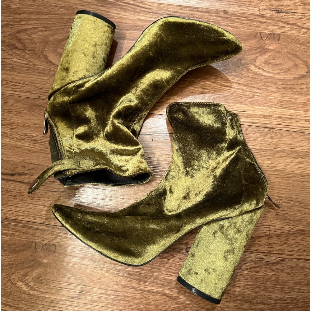 Nasty Gal crushed velvet green half boots